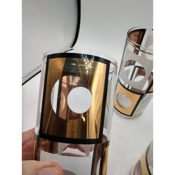 Vintage Mid-Century Modern (MCM) Geometric Highball Glasses Set Of 4 - Picture 2 of 5